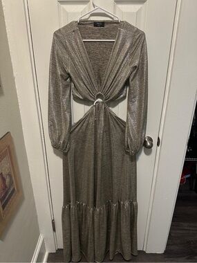 VICI Size S Metallic Gold Cutout Maxi Dress